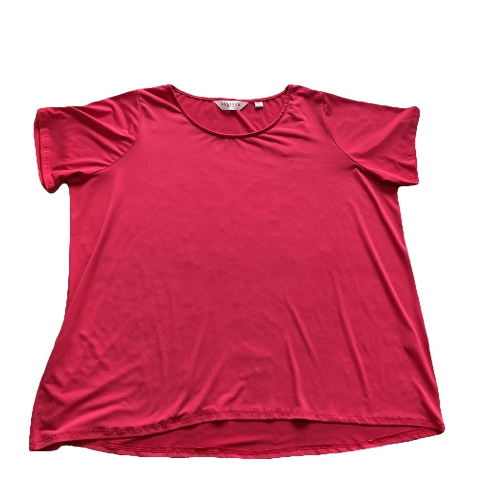Allison Taylor 3XL Pink Short Sleeve Round Neck Stretchy Pullover Top Casual‎
